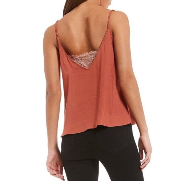 Free People Womens Lace Inset Cami Tank Top, Beige, X-Small - Picture 2 of 9